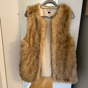 Beige Fur Vest with pockets
